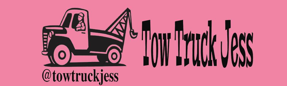Tow Truck Jess Bumper Sticker Pink w/Black Print