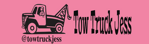 Tow Truck Jess Bumper Sticker Pink w/Black Print
