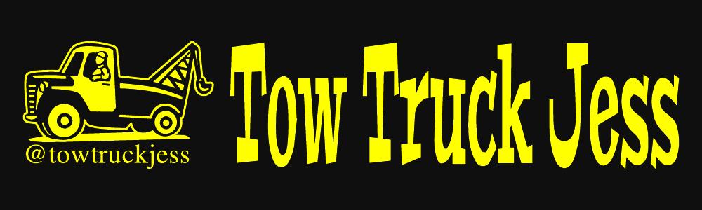 Tow Truck Jess Bumper Sticker Black w/Yellow Print