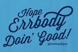 A Free Bracelet with Long Sleeve Aquatic Blue Hope Errbody Doin’ Good! T-Shirt with Navy Logo.