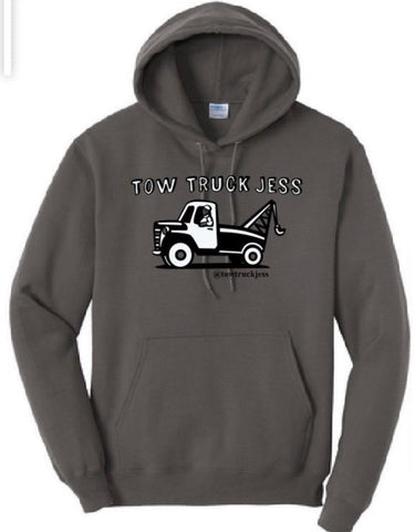 A BIG SAVE $10 OFF 2-Tone Charcoal Grey Tow Truck Jess Hoodie *WHILE SUPPLIES LAST*