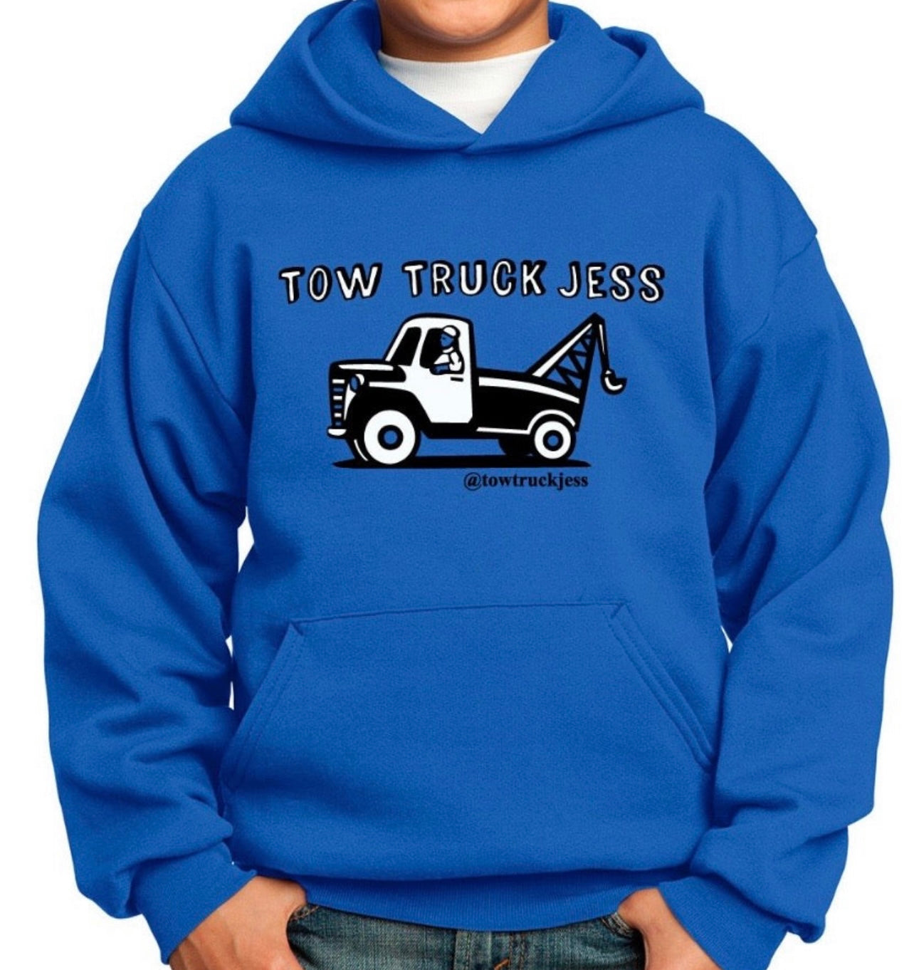 A Free T-shirt and Bracelet with Kids Youth Blue Tow Truck Jess Sweatshirt w/Wrecker Logo