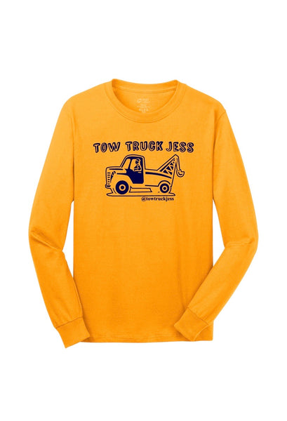 A Free Bracelet with Long Sleeve Yellow Gold Tow Truck Jess T-Shirt w/Wrecker with Navy Logo